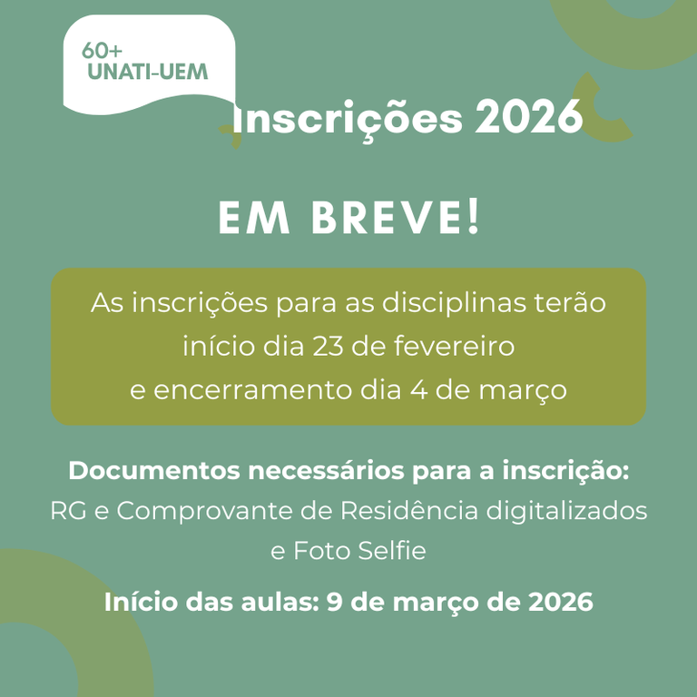 aviso sobre a data das inscrições